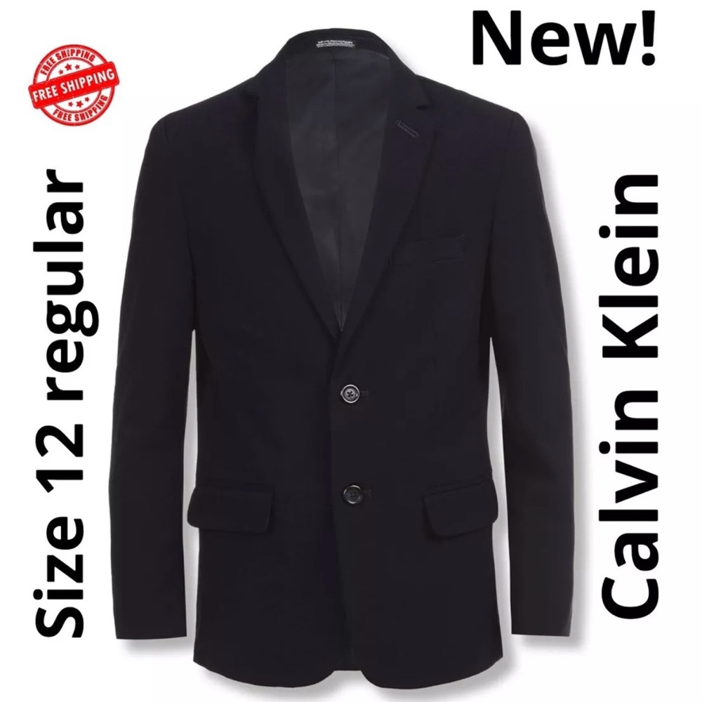 Calvin Klein Boys Bi-Stretch Blazer Suit Jacket 2-Button. Size 12. Retails $99